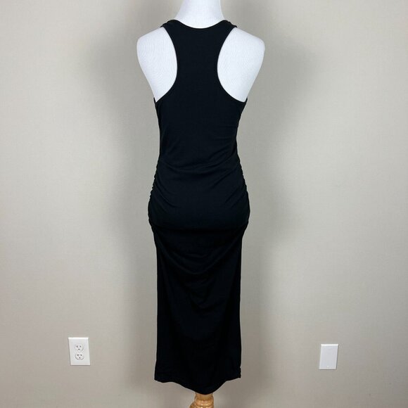 Michael Stars Racerback Midi Dress Womens Medium Black Shirred Bodycon 9579 M - Picture 7 of 14